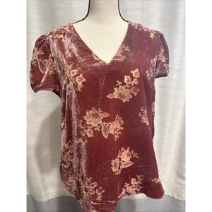 Anthropologie Adyson Parker Women's Size M Short Sleeve Floral Velvet Sheer